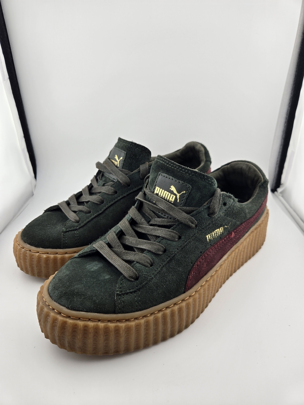Puma X Fenty Womens Size 8.5 Platform Tennis Shoes Sneakers Green Suede Rihanna